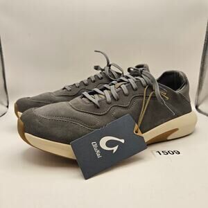 OLUKAI MEN'S 12 KOHEO GRAY SUEDE SNEAKER CHARCOAL 10525-2626